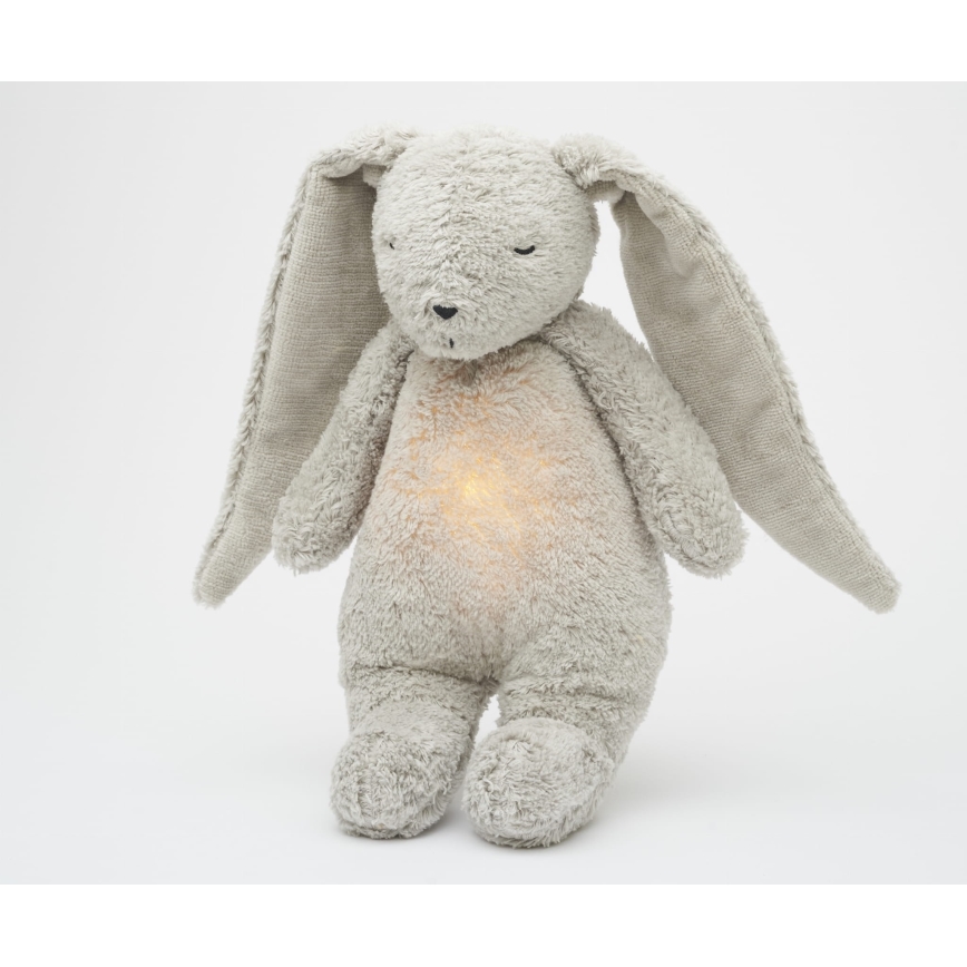 Moonie - Lekker knuffelen met een melodietje en lichtje konijntje 2.0 organic grijs