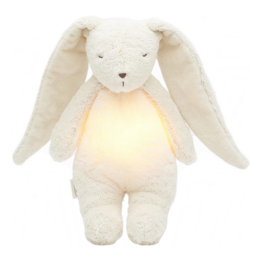 Moonie - Lekker knuffelen met een melodietje en lichtje konijntje organic polar natur