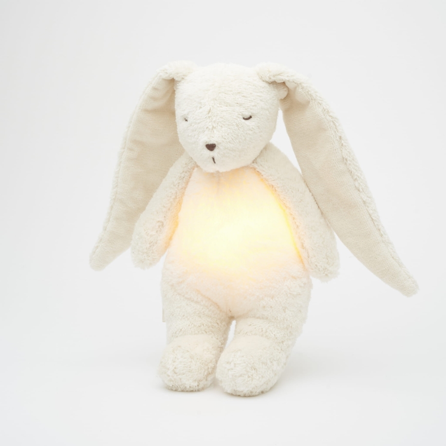 Moonie - Lekker knuffelen met een melodietje en lichtje konijntje organic polar natur