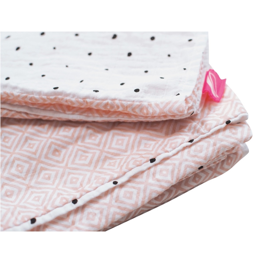 MOTHERHOOD - Parure de couette en mousseline de coton pour lit bébé Pro-Washed 2 pièces rose