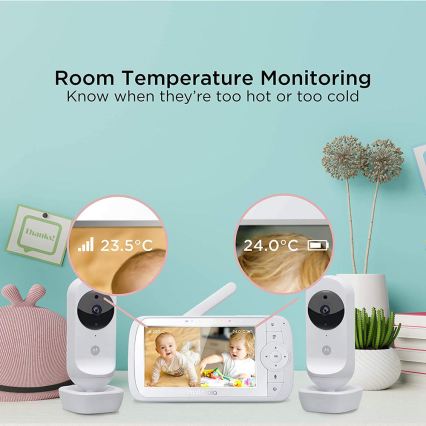 Motorola VM35-2 - Babyphone rechargeable avec 2 caméras, batterie 2000 mAh