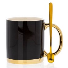 Mug avec cuillère LANA noir/doré