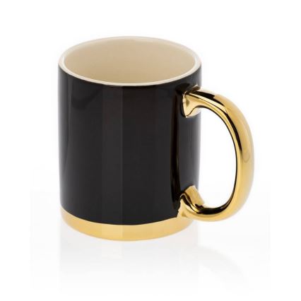 Mug avec cuillère LANA noir/doré