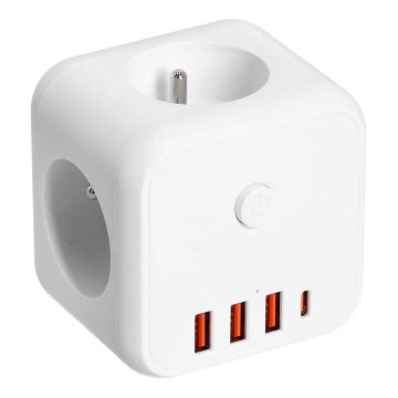 Multi-prise avec interrupteur LINEA 3x230V + 4xUSB A/C blanc