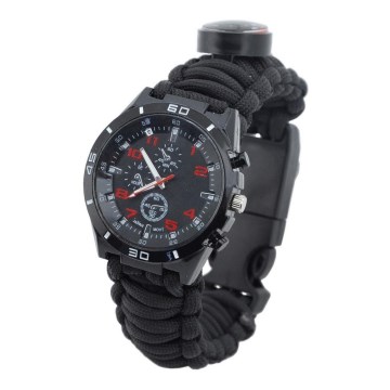 Multifunctioneel horloge met kompas en thermometer zwart