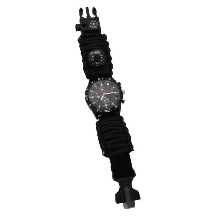 Multifunctioneel horloge met kompas en thermometer zwart