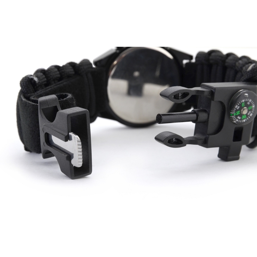 Multifunctioneel horloge met kompas en thermometer zwart