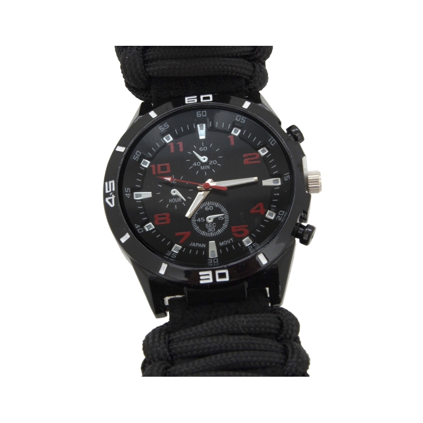 Multifunctioneel horloge met kompas en thermometer zwart