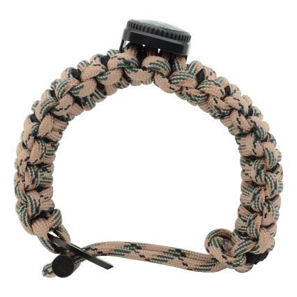 Multifunctionele armband met kompas en vuursteen en staal beige