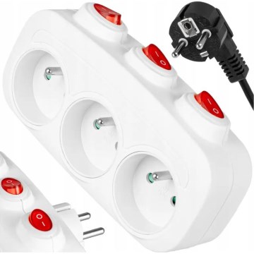 Multiprise 3 prises avec interrupteurs individuels