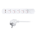 Multiprise 5 prises avec interrupteur et ports de charge USB-A et USB-C, câble 3 m