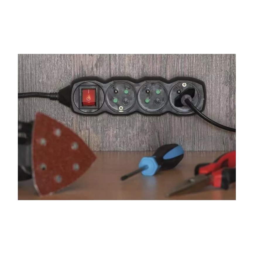 Multiprise avec interrupteur 3Z 5m noir