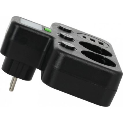 Multiprise avec interrupteur et éclairage LED LINEA PRO 2Z + 3xUSB A/C SCHUKO 4000K noire