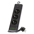 Multiprise avec interrupteur LINEA PRO 3x230 V + 3x USB-A + 1x USB-C SCHUKO 3 m noir