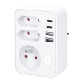 Multiprise blanche 1x 16 A + 2x 2,5 A avec chargeur USB 2 ports (A + C)