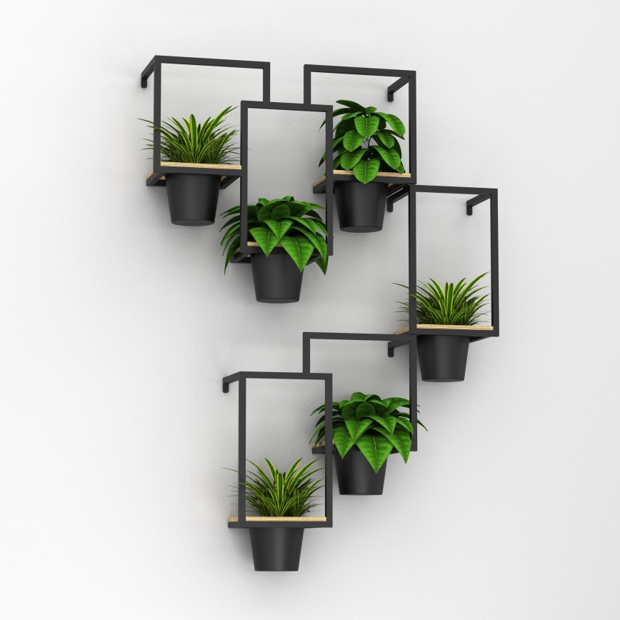 Muur bloempot 38x18 cm zwart