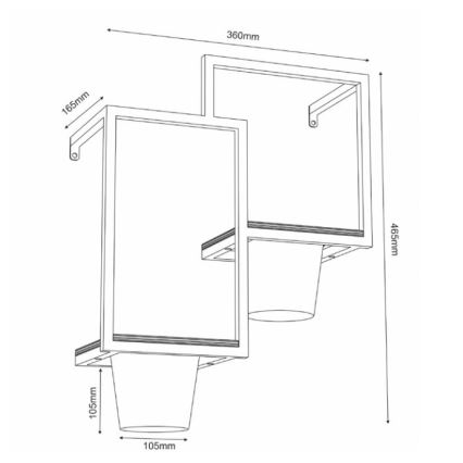 Muur bloempot 46x36 cm zwart