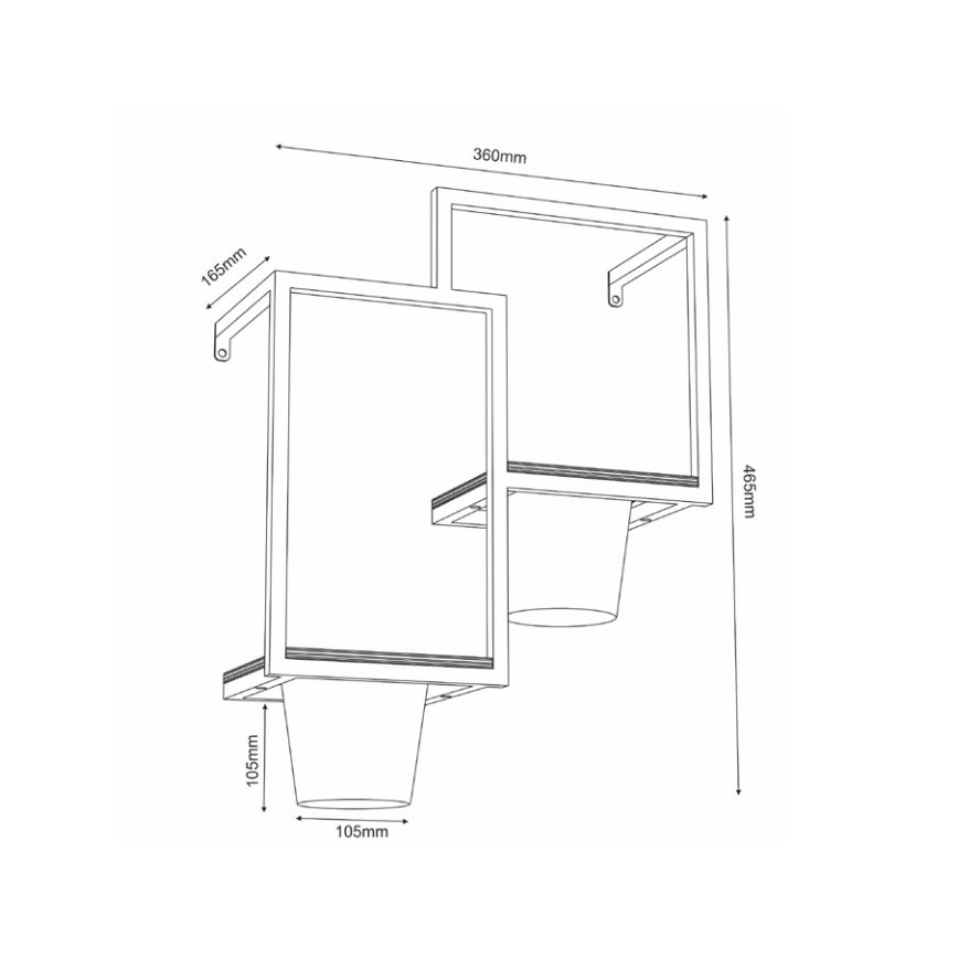 Muur bloempot 46x36 cm zwart