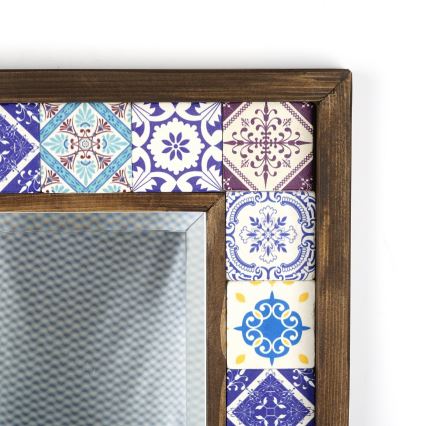 muur spiegel 33x32,5 cm grenen/blauw
