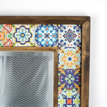 muur spiegel 33x32,5 cm grenen/geel