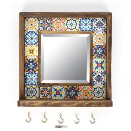 muur spiegel 33x32,5 cm grenen/geel