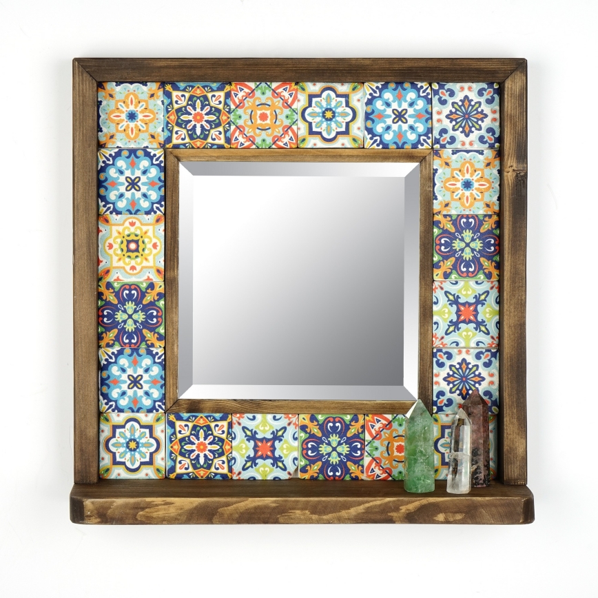 muur spiegel 33x32,5 cm grenen/geel