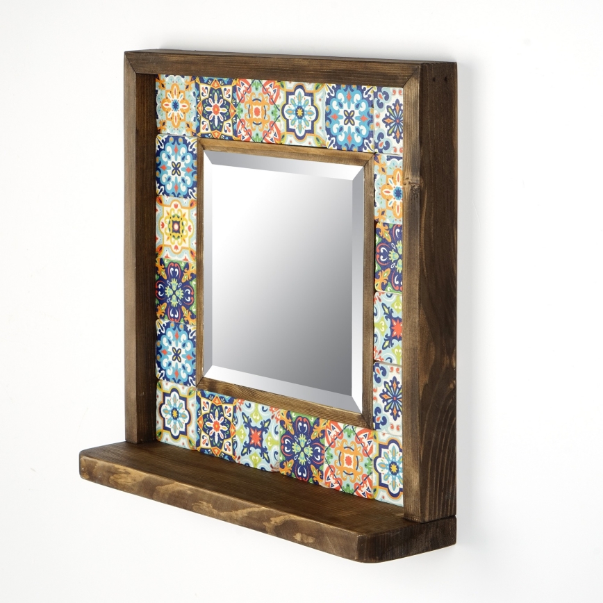 muur spiegel 33x32,5 cm grenen/geel