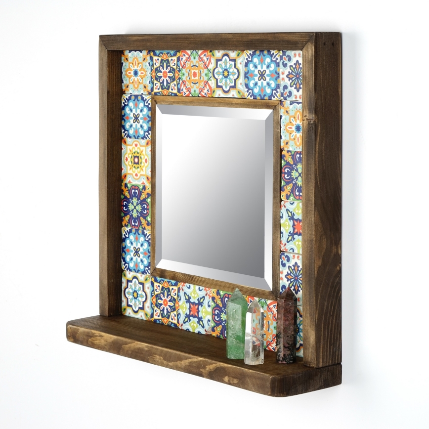 muur spiegel 33x32,5 cm grenen/geel