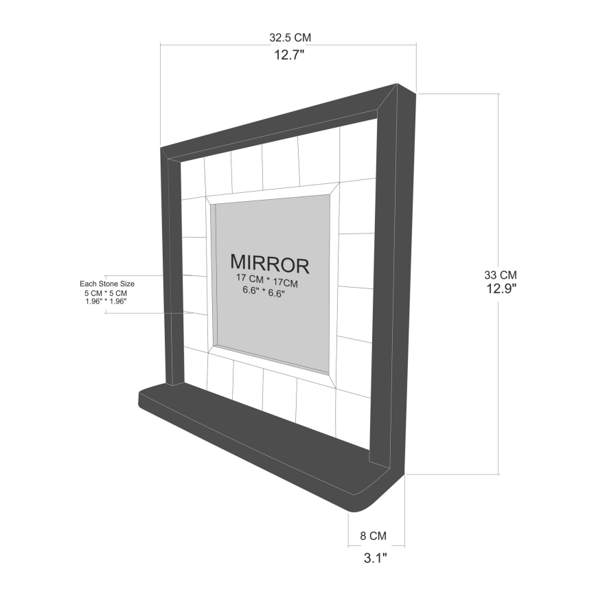 muur spiegel 33x32,5 cm grenen/geel