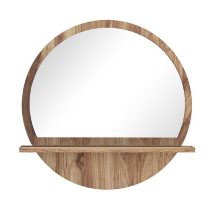 muur spiegel met een plank 45x45 cm bruin
