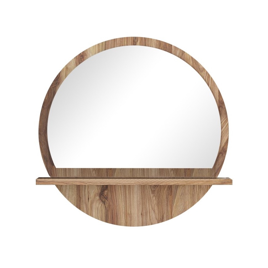 muur spiegel met een plank 45x45 cm bruin