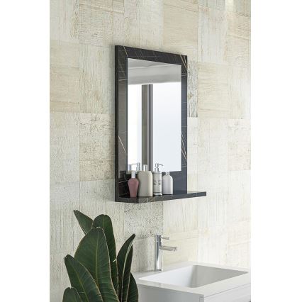 muur spiegel met een plank 60x45 cm zwart