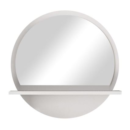 muur spiegel met een plank diameter 60 cm wit