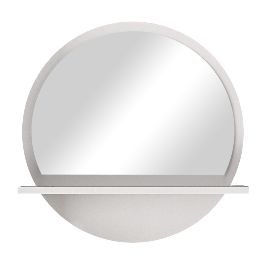 muur spiegel met een plank diameter 60 cm wit