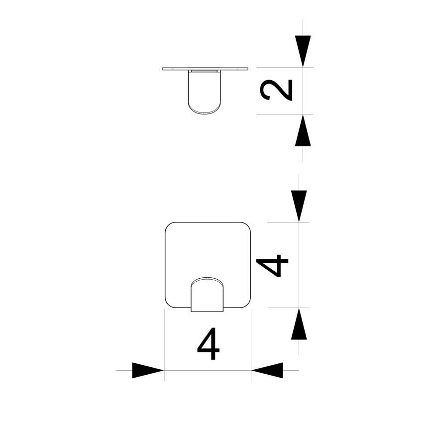 Muurhaak 4x4 cm wit