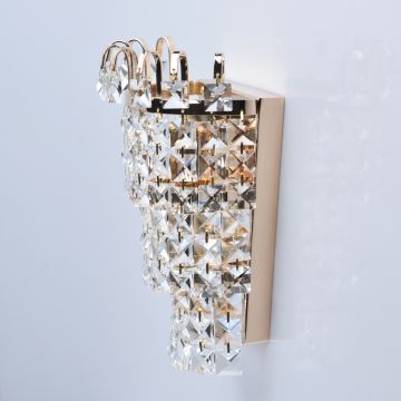 MW-LIGHT - Kristallen wandlamp ADELARD 1xE14/60W/230V gouden