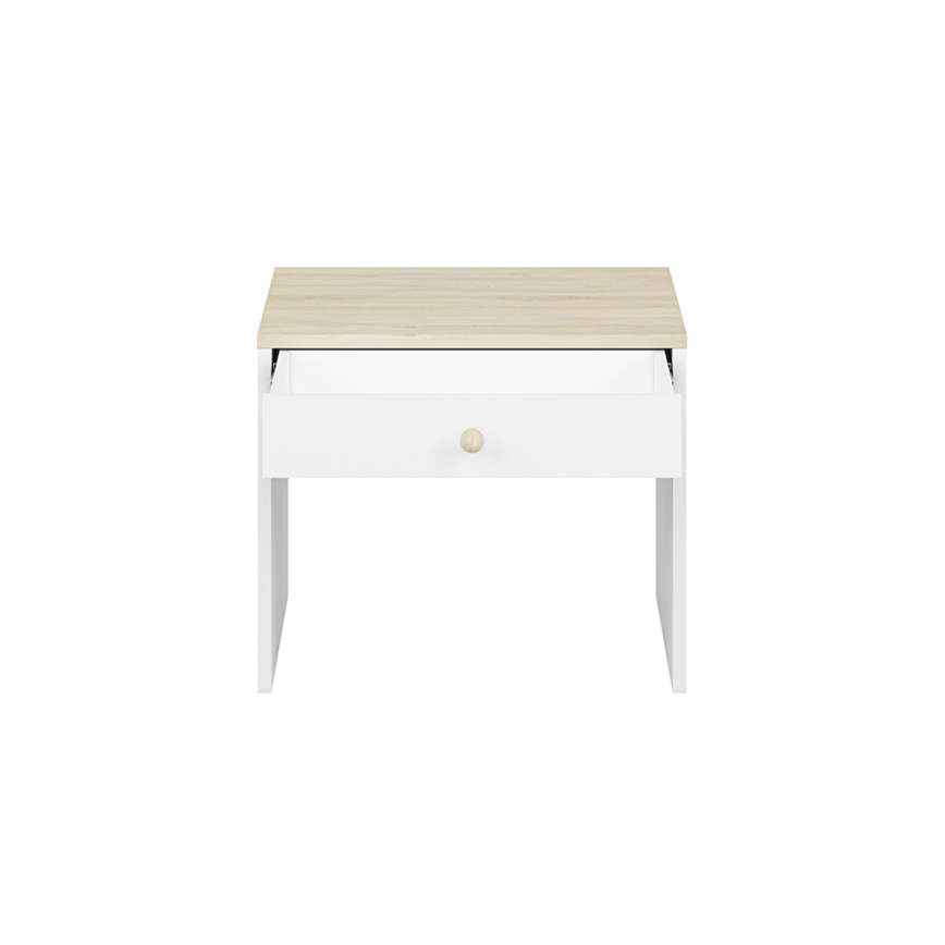 Nachtkastje BUBO 58x69 cm wit/beige