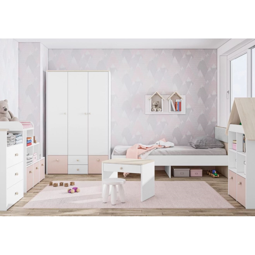 Nachtkastje BUBO 58x69 cm wit/licht beuken