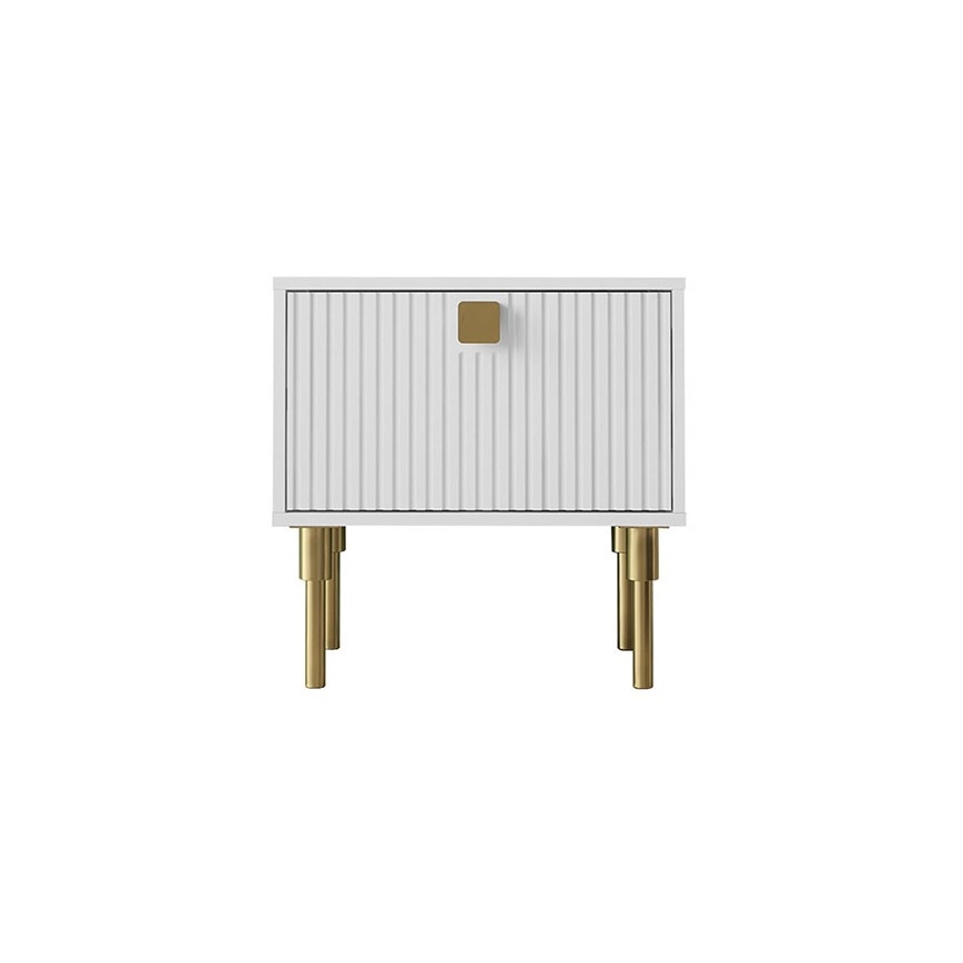 Nachtkastje DORSET 50x50 cm wit/goud