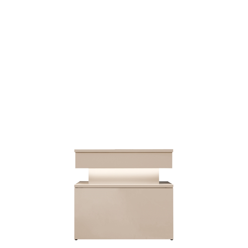 Nachtkastje met LED-verlichting GLOSSA 55x51 cm beige