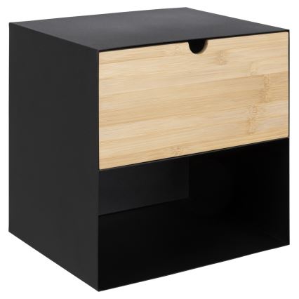 Nachtkastje met wandmontage optie BEKIM zwart/bamboe