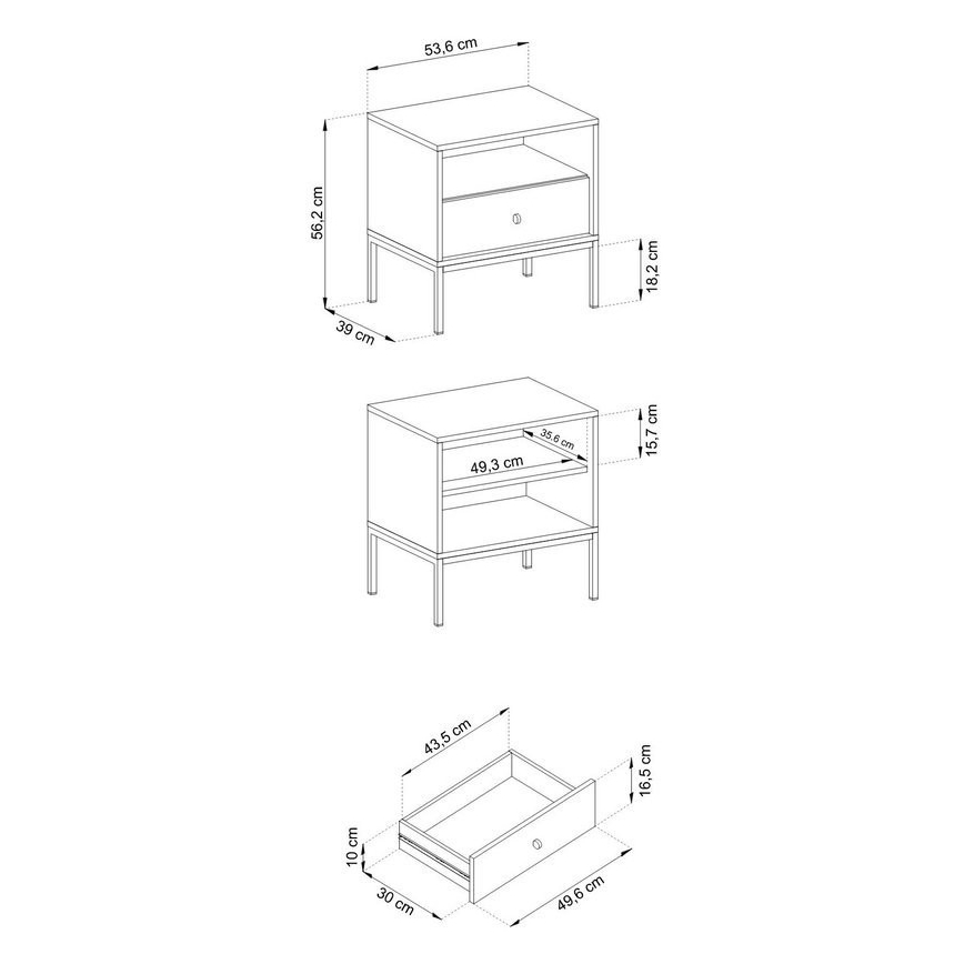 Nachtkastje MONO 56x54 cm blauw