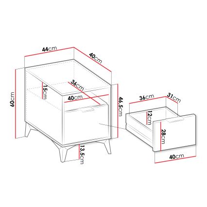 Nachtkastje XYLIX 60x44 cm beige