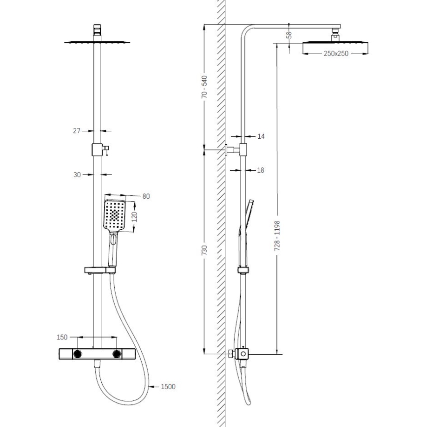 NAESBY thermostatische doucheset — glanzend chroom