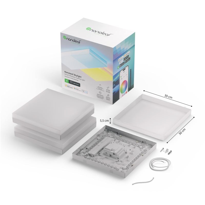 Nanoleaf - SET 3x RGBW dimbare plafondlamp SKYLIGHT 1xLED/18W/230V + 2xLED/16W/230V 2700-6500K Wi-Fi