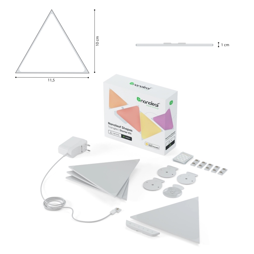 Nanoleaf NL48-1001TW-10PK - SET 10st LED RGB Dimbaar paneel TRIANGLES LED/0,5 Wi-Fi