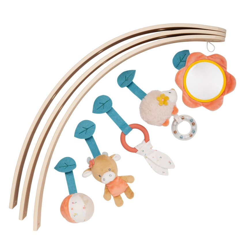 Nattou - Couverture de jeu enfant avec trapèze en bois MILA, ZOE & LANA