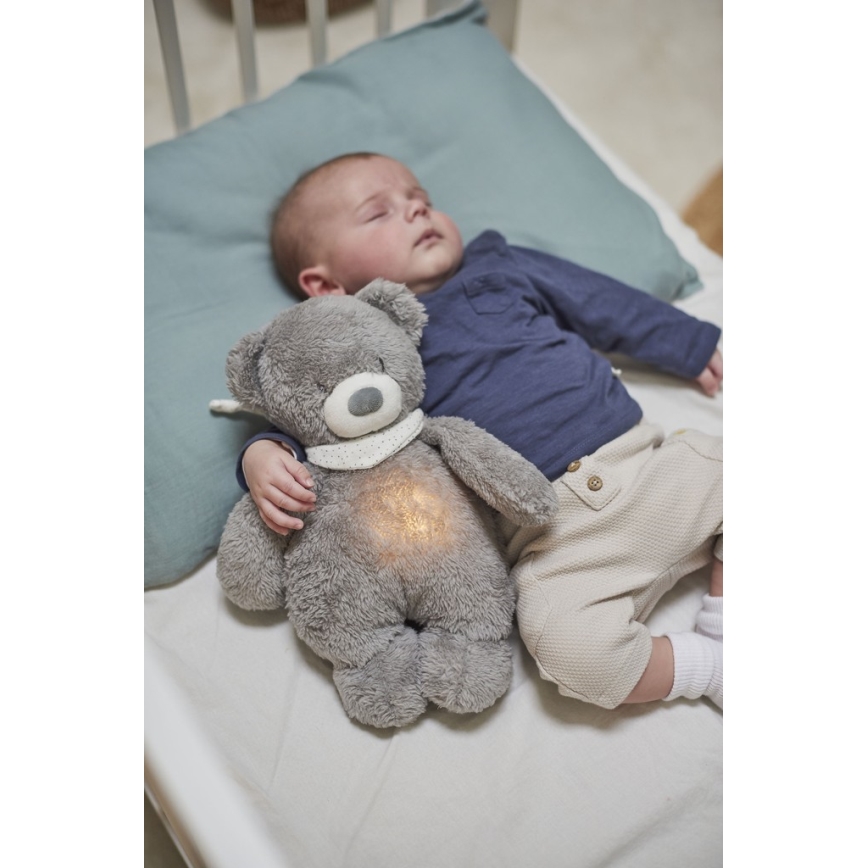Nattou - Doudou avec mélodie et lumière SLEEPY BEAR 4en1 gris