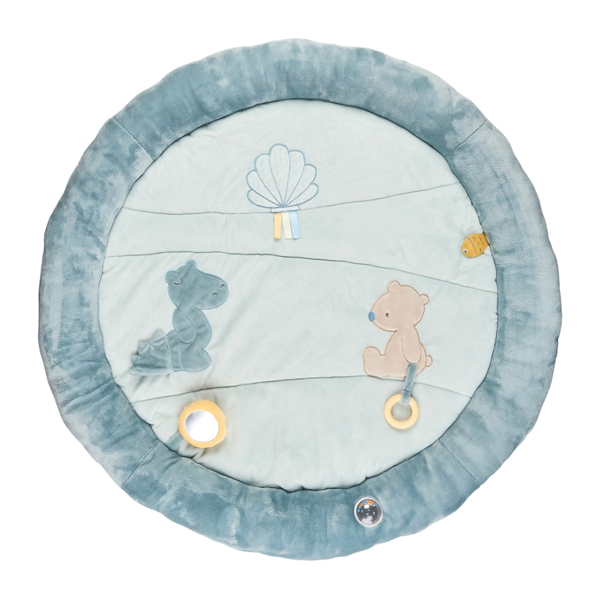Nattou - Kinderdeken om mee te spelen met een trapeze ROMEO, JULES & SALLY blauw