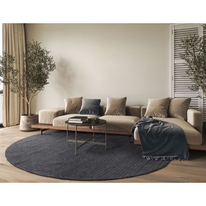 Natuurlijk rond vloerkleed FIR WOOL 160 cm 2600 g/m2 antraciet